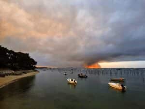 Les incendies vus depuis la presqu'île du Cap Ferret